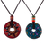 Ceramic pendant necklaces, 'Sun and Rain' (pair) - Pair of Red and Blue Ceramic Pendant Necklaces from Peru thumbail