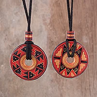 Ceramic pendant necklaces, Enchanted Land (pair)