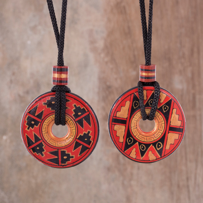 Ceramic pendant necklaces, Enchanted Land (pair)