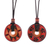 Ceramic pendant necklaces, 'Enchanted Land' (pair) - Pair of Red and Black Ceramic Pendant Necklaces from Peru (image 2a) thumbail