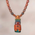 Ceramic pendant necklace, 'Andes Mountain Deity' - Sterling Silver and Ceramic Beaded Incan Pendant Necklace thumbail