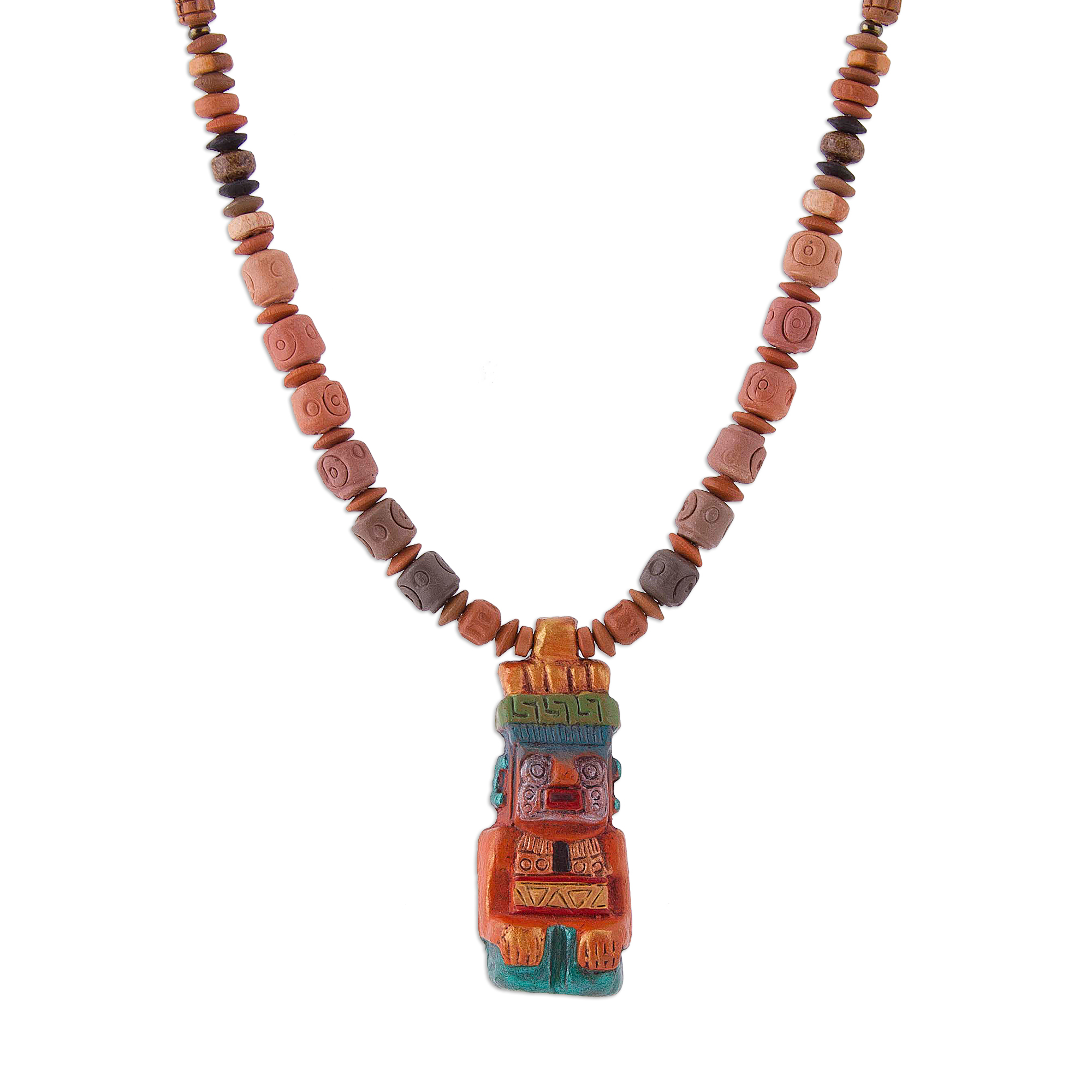 Sterling Silver and Ceramic Beaded Incan Pendant Kiva Store