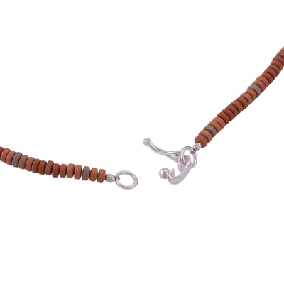 Halskette mit Keramikanhänger - Halskette mit Inka-Anhänger aus Sterlingsilber und Keramikperlen