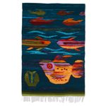 Wool tapestry, 'Colorful Aquarium' - Handwoven Wool Fish Tapestry from Peru