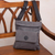 Leather accent cotton shoulder bag, 'Ancient Traveler' - Leather Accent Cotton Shoulder Bag in Slate from Peru thumbail