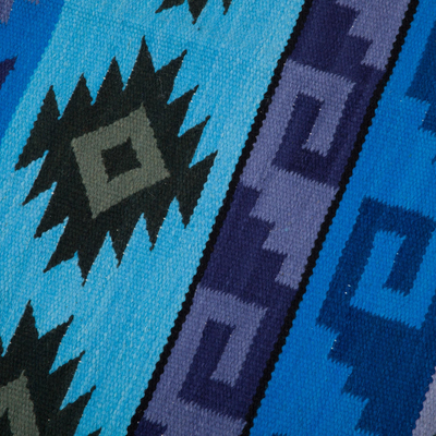 Wollteppich, (4x6) - Handgewebter Wollteppich in Blau (4x6) aus Peru