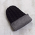 Reversible 100% alpaca hat, 'Warm and Cozy' - Peruvian 100% Alpaca Reversible Black and Grey Ribbed Hat