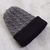 Reversible 100% alpaca hat, 'Warm and Cozy' - Peruvian 100% Alpaca Reversible Black and Grey Ribbed Hat (image 2d) thumbail