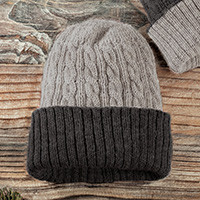 Reversible 100% alpaca hat, 'Warm and Toasty' - Light and Dark Grey Reversible 100% Alpaca Hat from Peru