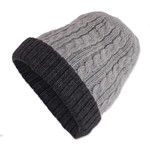 Reversible 100% alpaca hat, 'Warm and Toasty' - Light and Dark Grey Reversible 100% Alpaca Hat from Peru