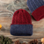 Reversible 100% alpaca hat, 'Warm and Snug' - Cranberry and Blue 100% Alpaca Reversible Knit Hat from Peru (image 2) thumbail