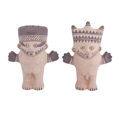 Ceramic sculptures, 'Chancay Nobility' (pair) - Two Handcrafted Chancay Ceramic Replica Sculptures from Peru