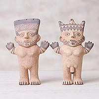 Ceramic sculptures, 'Chancay Duality' (pair)