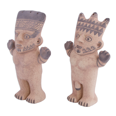 Keramikskulpturen, (Paar) - Männliche und weibliche Chancay-Keramik-Replika-Skulpturen aus Peru