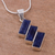 Sodalite pendant necklace, 'Distinguished Diagonals' - Artisan Crafted Modern Sodalite Necklace in Andean Silver (image 2b) thumbail