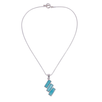 Fair Trade Modern Amazonite Necklace in Andean 925 Silver