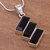 Obsidian pendant necklace, 'Distinguished Diagonals' - Black Obsidian Necklace Handcrafted of Andean 925 Silver (image 2b) thumbail