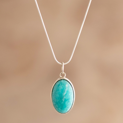 Andean Amazonite Necklace Handcrafted of Sterling Silver - Captivating Color  | NOVICA