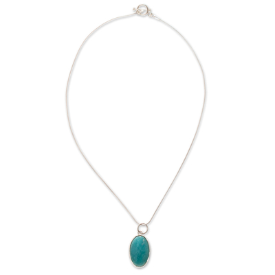 Amazonite pendant necklace, 'Captivating Color' - Andean Amazonite Necklace Handcrafted of Sterling Silver