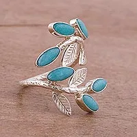 Amazonite cocktail ring, 'Blue Dew'