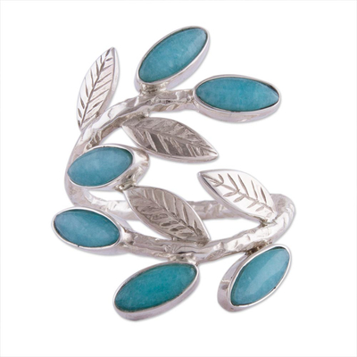 Amazonite cocktail ring, 'Blue Dew' - Fair Trade Andean Sterling Silver and Amazonite Ring