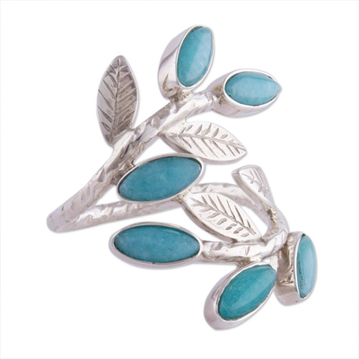 Amazonite cocktail ring, 'Blue Dew' - Fair Trade Andean Sterling Silver and Amazonite Ring