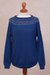 100% baby alpaca sweater, 'Indigo Luxury' - Knit Blue Baby Alpaca Pullover Sweater from Peru thumbail