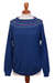 100% baby alpaca sweater, 'Indigo Luxury' - Knit Blue Baby Alpaca Pullover Sweater from Peru (image 2a) thumbail