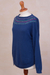 100% baby alpaca sweater, 'Indigo Luxury' - Knit Blue Baby Alpaca Pullover Sweater from Peru (image 2b) thumbail
