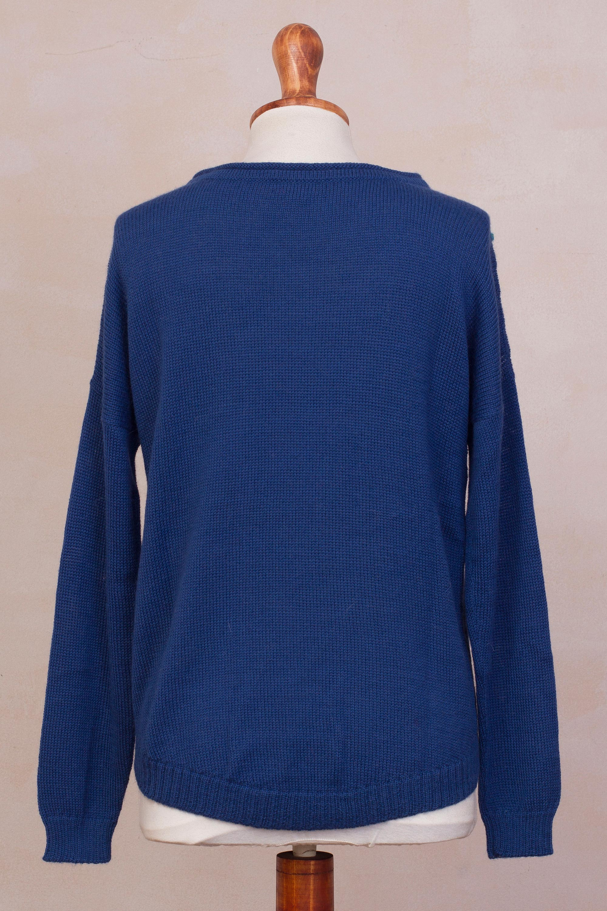 UNICEF Market | Knit Blue Baby Alpaca Pullover Sweater from Peru ...