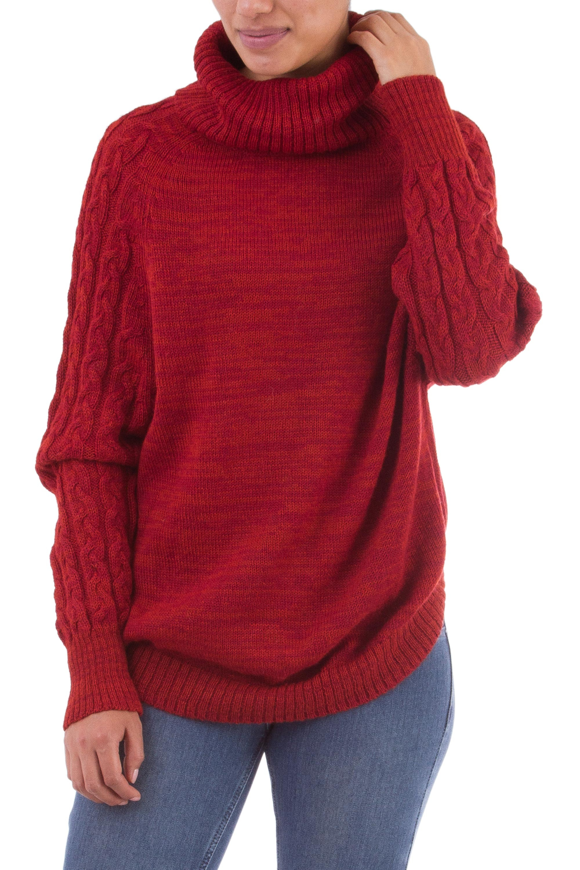 UNICEF Market | Knit Red Baby Alpaca Turtleneck Sweater from Peru ...