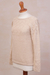 100% baby alpaca sweater, 'Peruvian Evening in Alabaster' - Knit Alabaster Baby Alpaca Pullover Sweater from Peru