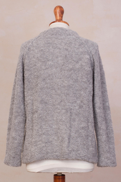 Alpaca blend sweater jacket, 'Morning Muse in Grey' - Grey Alpaca Blend Sweater Jacket from Peru
