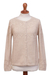 Suéter cardigan 100% baby alpaca - Sweater Marfil Baby Alpaca con Diseños Pointelle