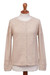 100% baby alpaca cardigan sweater, 'Sweet Mystique in Ivory' - Ivory Baby Alpaca Cardigan Sweater with Pointelle Designs