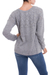 100% baby alpaca cardigan sweater, 'Sweet Mystique in Smoke' - Baby Alpaca Cardigan Sweater with Pointelle Knit Designs