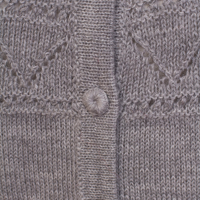 Suéter cardigan 100% baby alpaca - Suéter Cárdigan de Baby Alpaca con Diseños de Punto Pointelle