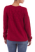 100% baby alpaca sweater, 'Sweet Mystique in Crimson' - Crimson Baby Alpaca Cardigan Sweater with Pointelle Knit (image 2c) thumbail