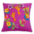 Kissenbezug aus Baumwolle mit Applikation - Fuchsiafarbener Kissenbezug mit Kolibri- und Blumenapplikationen