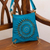 Suede sling bag, 'Lively Spiral in Turquoise' - Handcrafted Suede Sling in Turquoise from Peru thumbail