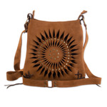 Suede sling, 'Ripple Effect in Caramel' - Handcrafted Suede Sling in Caramel from Peru