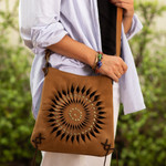 Suede sling, 'Ripple Effect in Caramel' - Handcrafted Suede Sling in Caramel from Peru
