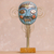 Copper and bronze mask, 'Greetings' - Oxidized Copper Decorative Mask with Flowers Statuette thumbail