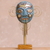 Copper and bronze mask, 'Greetings' - Oxidized Copper Decorative Mask with Flowers Statuette (image 2b) thumbail