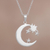 Sterling silver pendant necklace, 'Fairy tale Night' - Sterling Silver Crescent Moon and Stars Pendant Necklace (image 2) thumbail