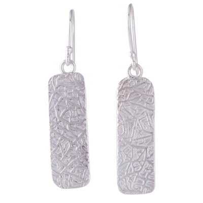Textured Sterling Silver Dangle Earrings from Peru
