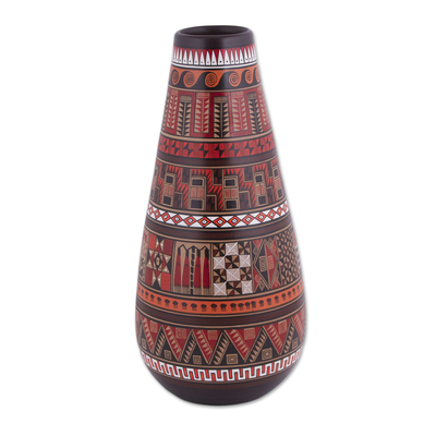 Jarrón decorativo de cerámica - Jarrón decorativo de cerámica artesanal de Perú