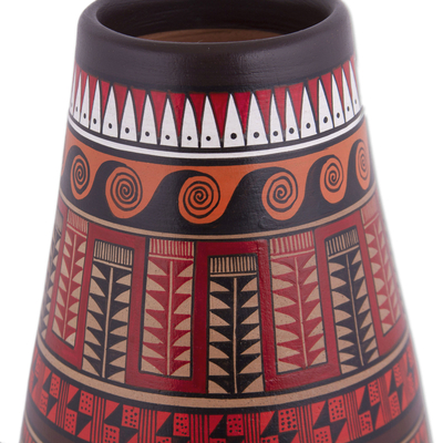 Jarrón decorativo de cerámica - Jarrón decorativo de cerámica artesanal de Perú