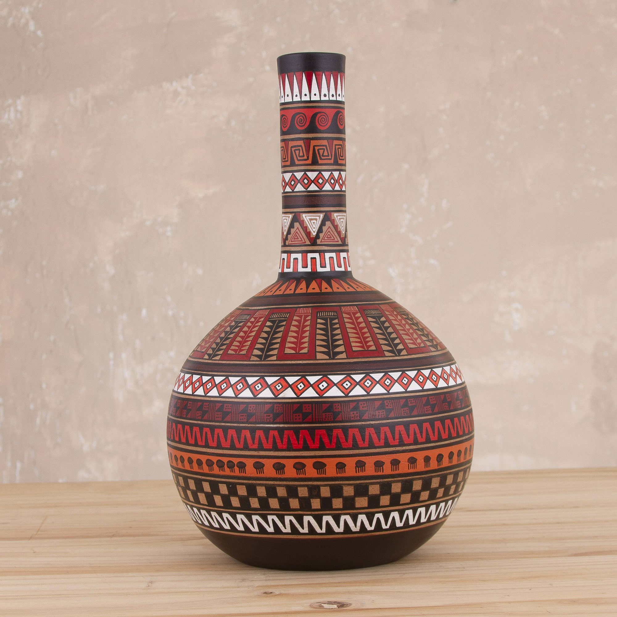 Hand-Painted Decorative Vase Peru - Ceremonial Rites |