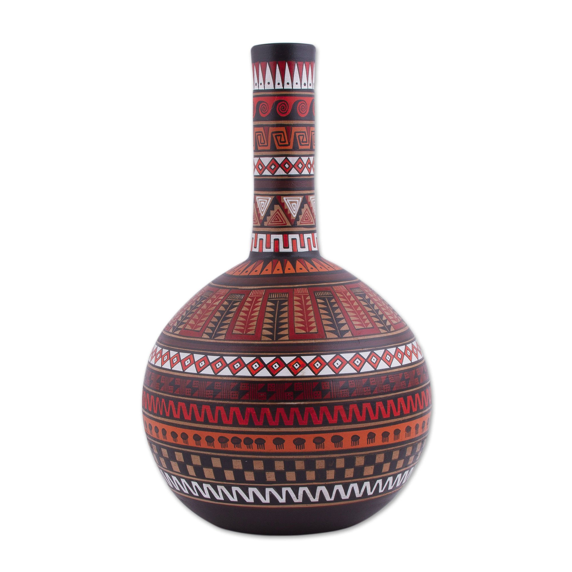 HandPainted Ceramic Decorative Vase from Peru Ceremonial Rites NOVICA